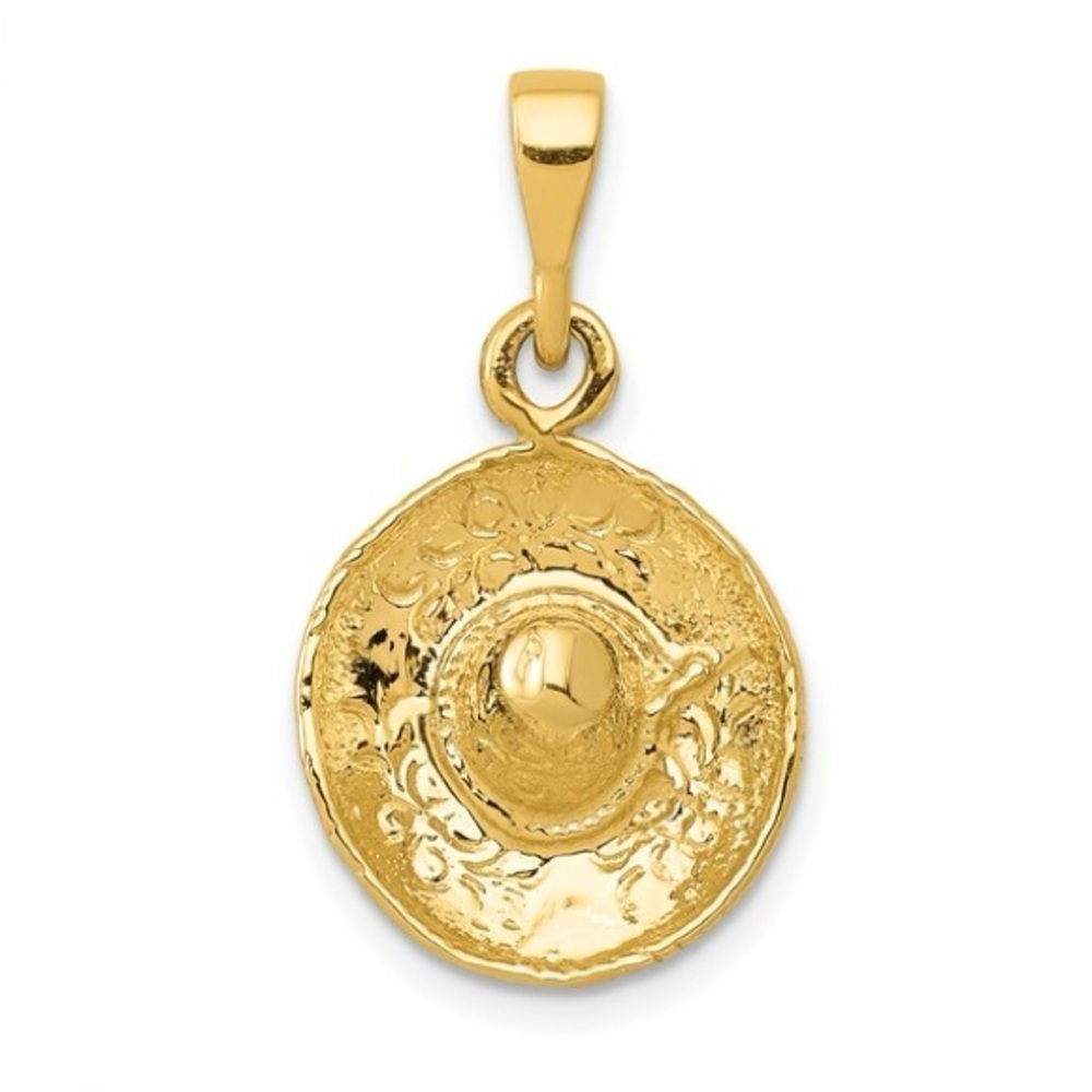 14K 3D Sombrero Pendant